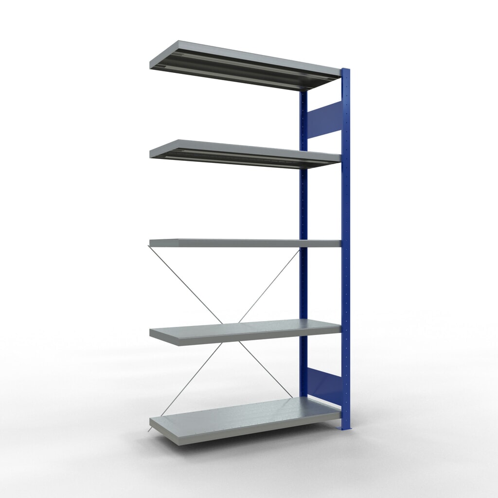 Product afbeelding: Legbordstelling SCHULTE steekmontage, AE, VL 330 kg, gentiaanblauw / verzinkt, hxbxd 2.000 x 1.000 x 400 mm