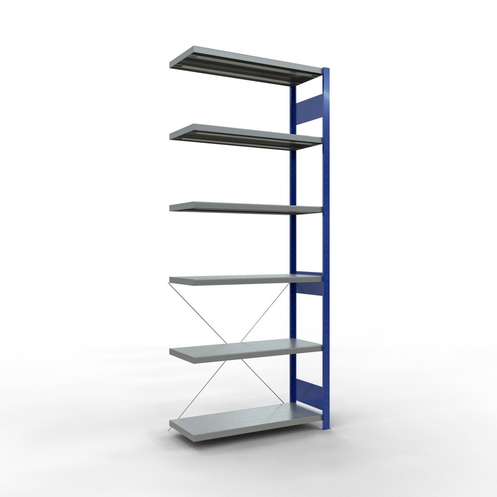 Productafbeelding nr. 1: Legbordstelling SCHULTE steekmontage, AE, VL 330 kg, gentiaanblauw / verzinkt, hxbxd 2.500 x 1.000 x 400 mm