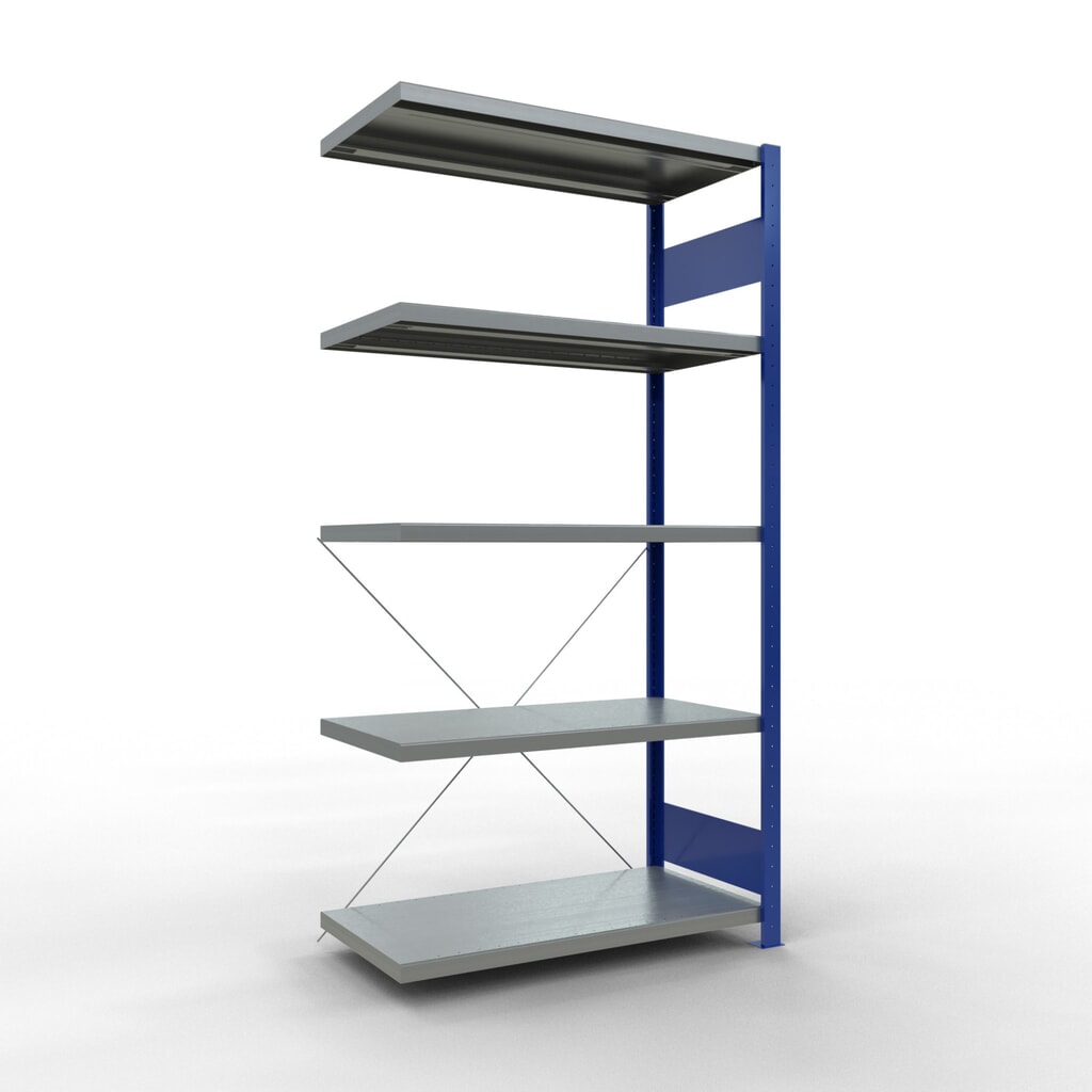 Product afbeelding: Legbordstelling SCHULTE steekmontage, AE, VL 330 kg, gentiaanblauw / verzinkt, hxbxd 2.000 x 1.000 x 500 mm