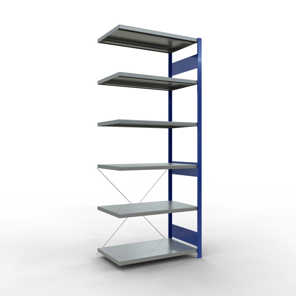 Productafbeelding nr. 1: Legbordstelling SCHULTE steekmontage, AE, VL 330 kg, gentiaanblauw / verzinkt, hxbxd 2.500 x 1.000 x 600 mm