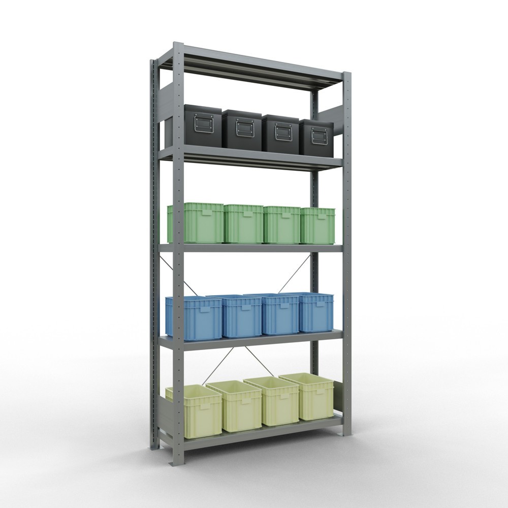 Productafbeelding nr. 3: Legbordstelling SCHULTE, verzinkt, met 5 legborden van plaatstaal, vaklast 330 kg, hxbxd 2.000 x 1.060 x 336 mm