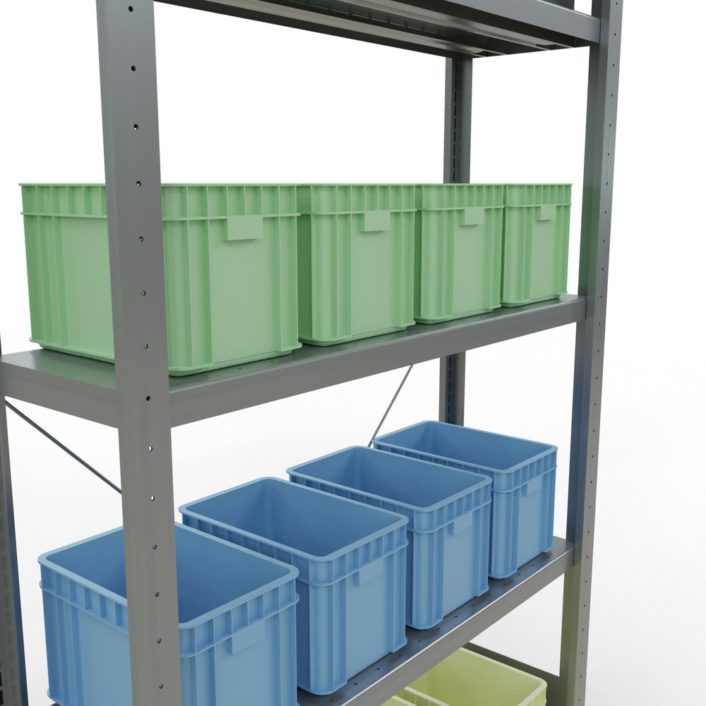 Productafbeelding nr. 4: Legbordstelling SCHULTE, verzinkt, met 5 legborden van plaatstaal, vaklast 330 kg, hxbxd 2.000 x 1.060 x 336 mm