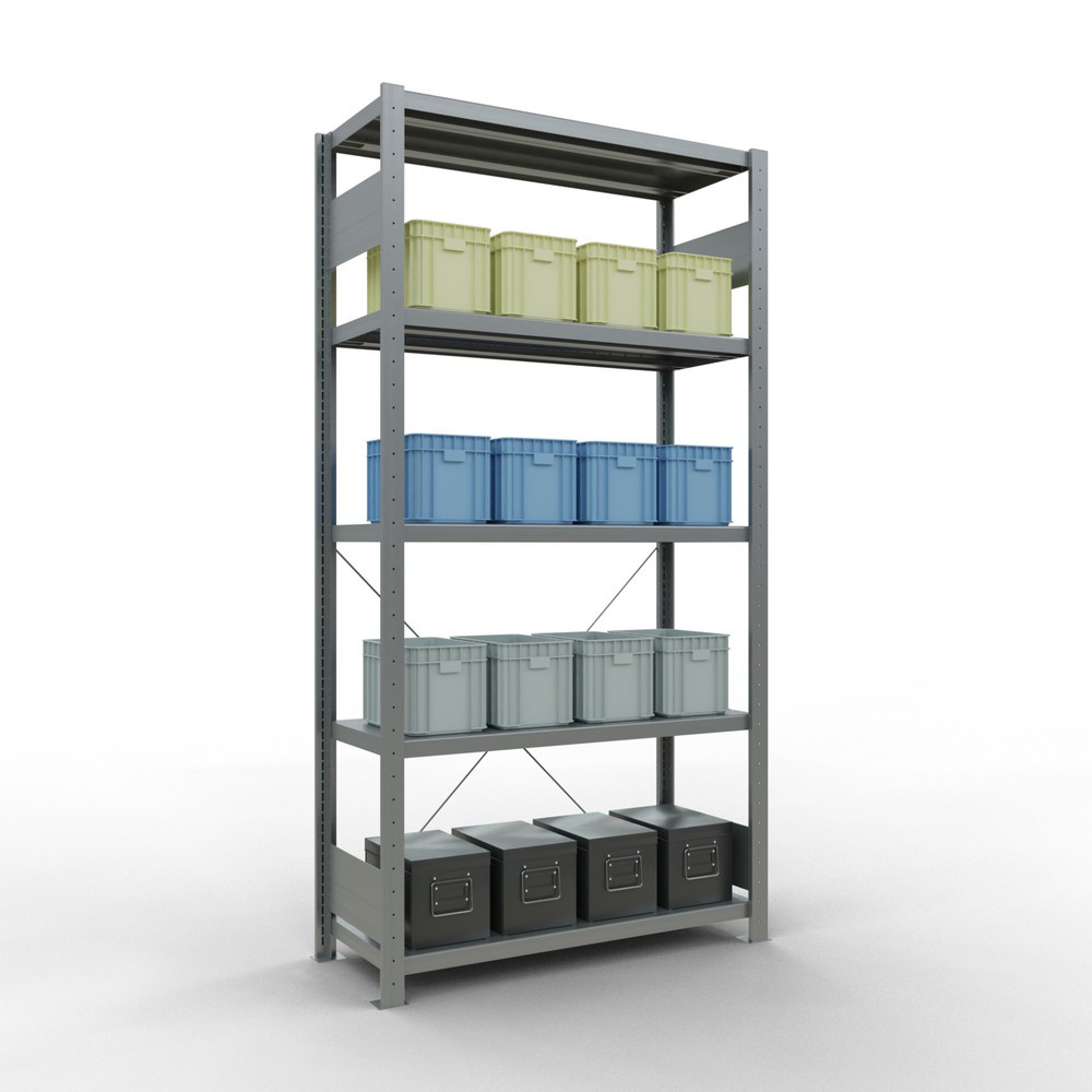Productafbeelding nr. 3: Legbordstelling SCHULTE, verzinkt, met 5 legborden van plaatstaal, vaklast 330 kg, hxbxd 2.000 x 1.060 x 436 mm