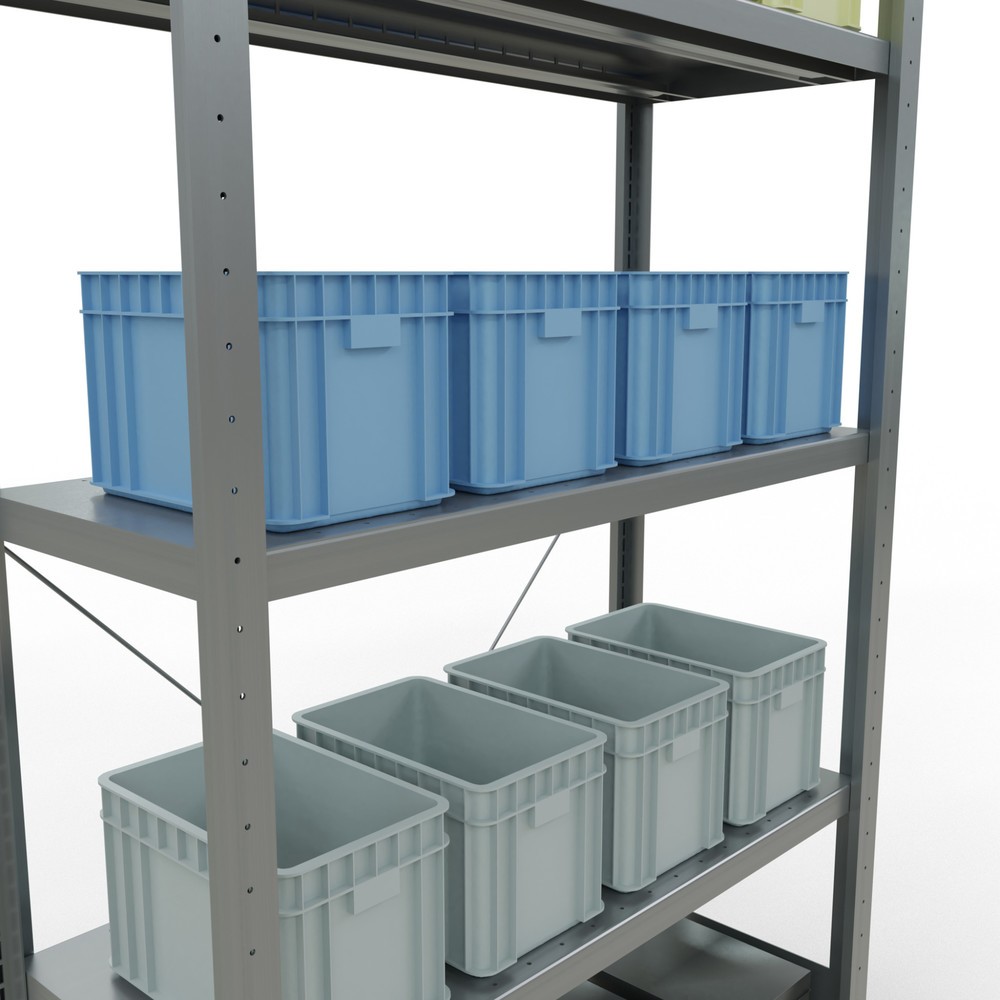Productafbeelding nr. 4: Legbordstelling SCHULTE, verzinkt, met 5 legborden van plaatstaal, vaklast 330 kg, hxbxd 2.000 x 1.060 x 436 mm
