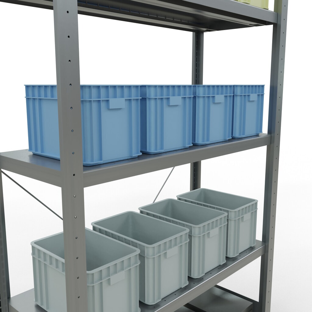 Productafbeelding nr. 4: Legbordstelling SCHULTE, verzinkt, met 5 legborden van plaatstaal, vaklast 330 kg, hxbxd 2.000 x 1.060 x 436 mm