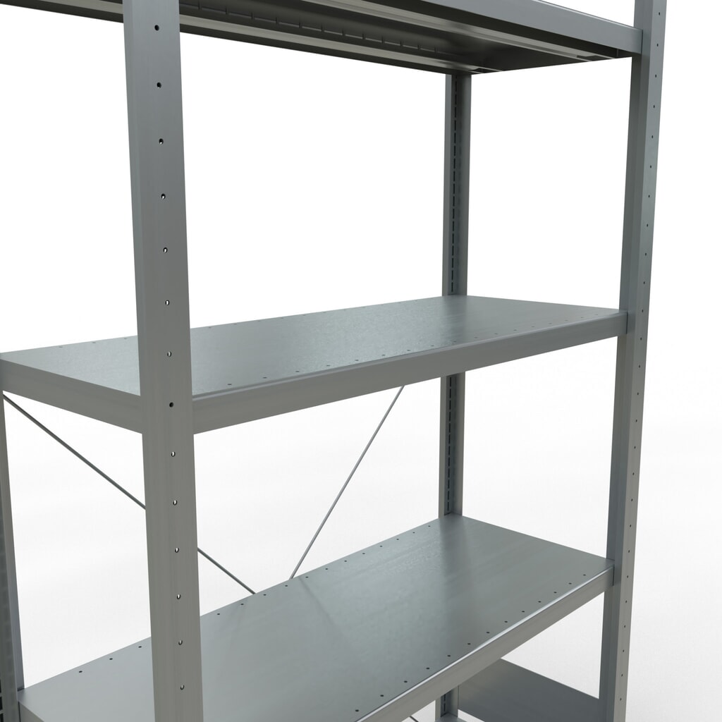 Productafbeelding nr. 5: Legbordstelling SCHULTE, verzinkt, met 5 legborden van plaatstaal, vaklast 330 kg, hxbxd 2.000 x 1.060 x 436 mm