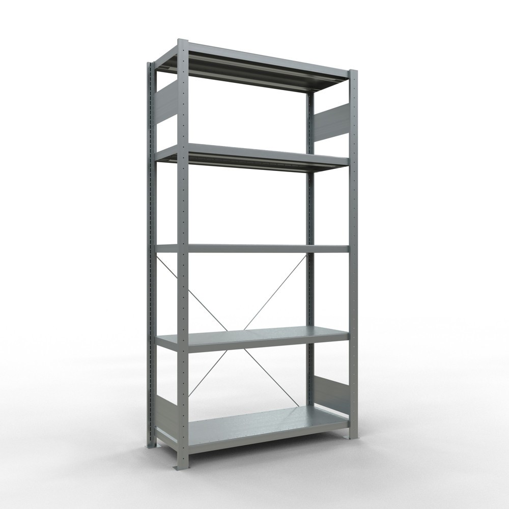 Product afbeelding: Legbordstelling SCHULTE, verzinkt, met 5 legborden van plaatstaal, vaklast 330 kg, hxbxd 2.000 x 1.060 x 436 mm