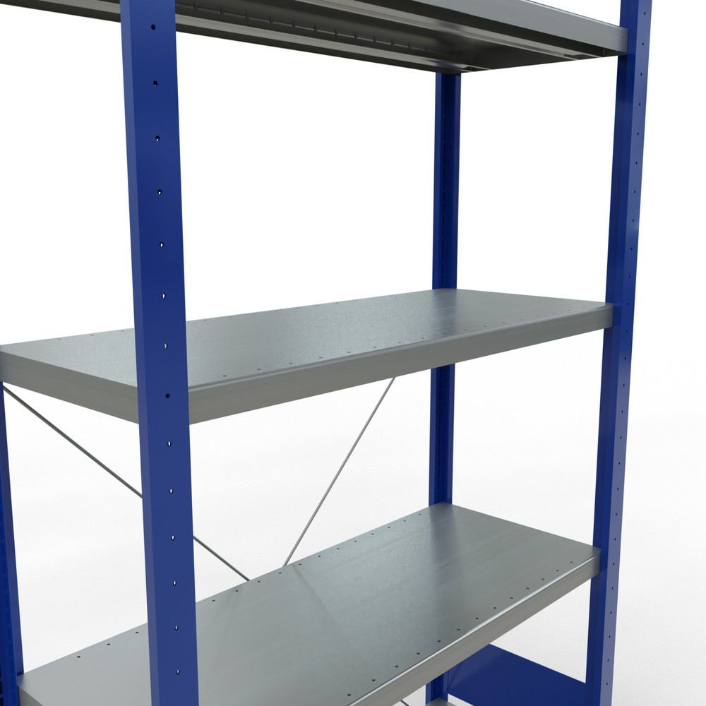 Productafbeelding nr. 5: Legbordstelling SCHULTE, gentiaanblauw / verzinkt, met 5 legborden van plaatstaal, vaklast 330 kg, hxbxd 2.000 x 1.060 x 436 mm
