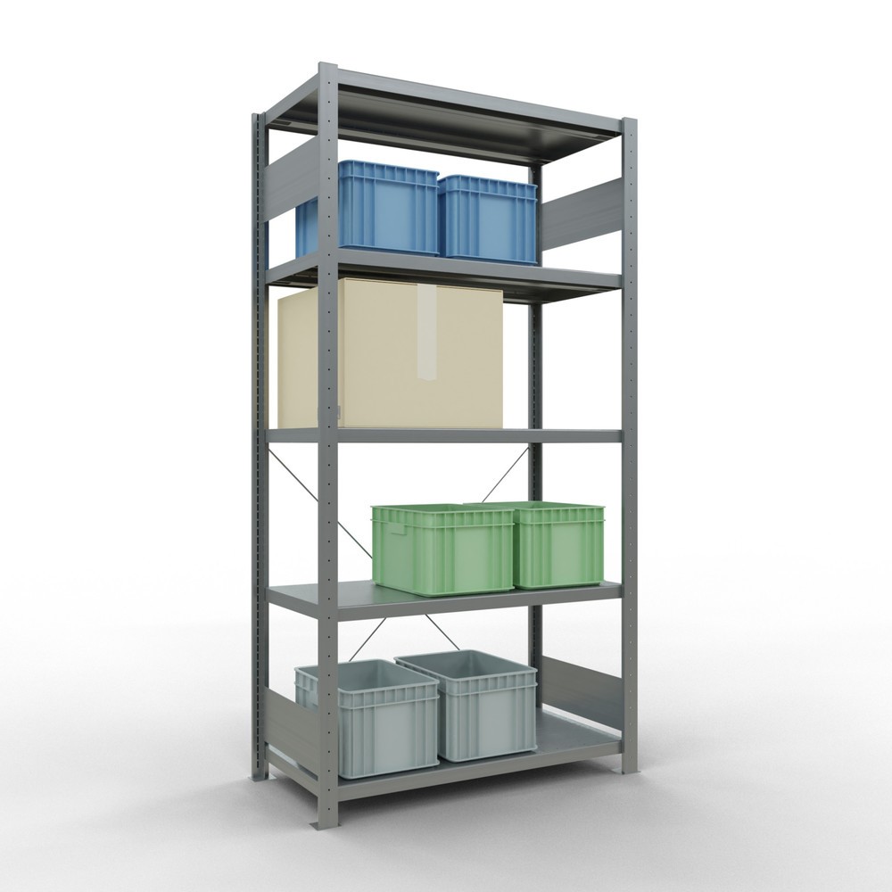 Productafbeelding nr. 3: Legbordstelling SCHULTE, verzinkt, met 5 legborden van plaatstaal, vaklast 330 kg, hxbxd 2.000 x 1.060 x 536 mm