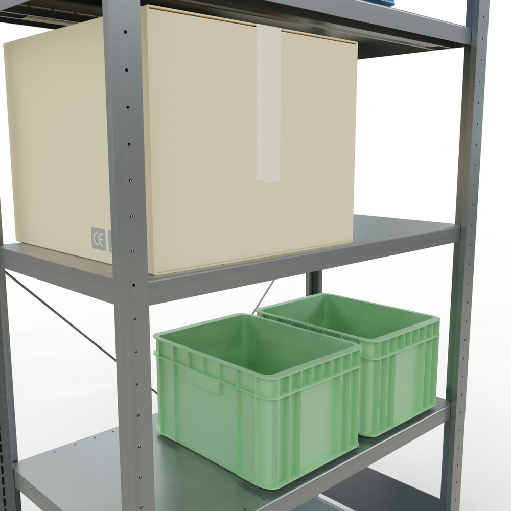 Productafbeelding nr. 4: Legbordstelling SCHULTE, verzinkt, met 5 legborden van plaatstaal, vaklast 330 kg, hxbxd 2.000 x 1.060 x 536 mm