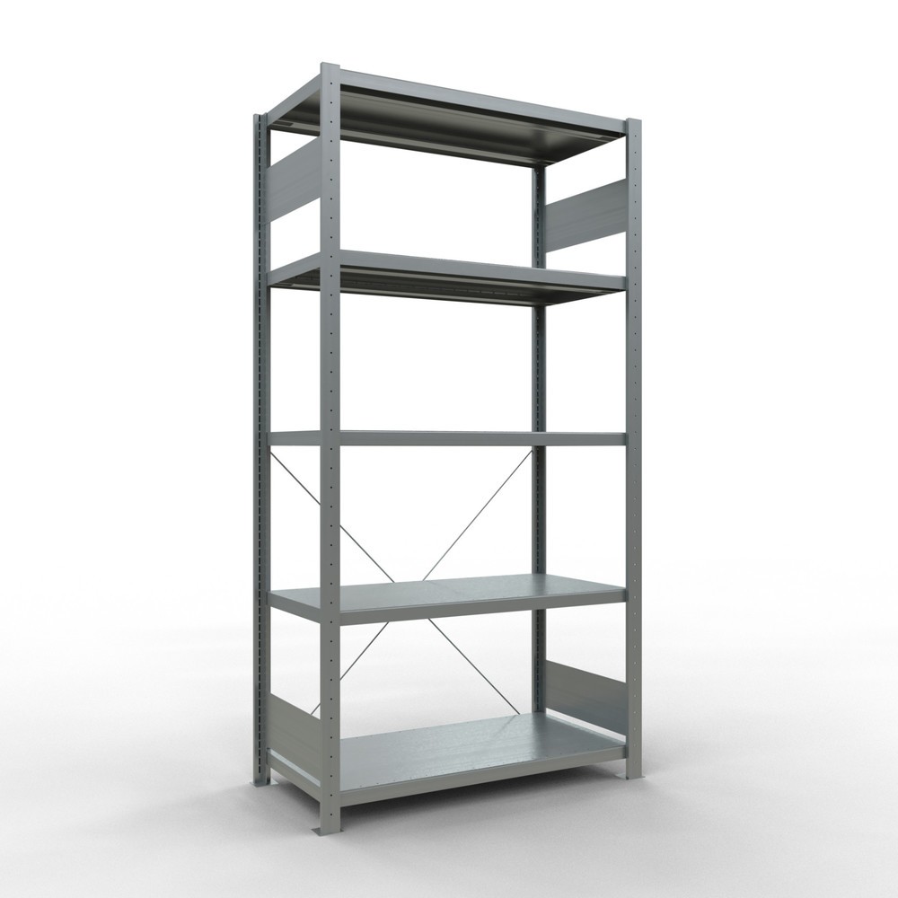 Product afbeelding: Legbordstelling SCHULTE, verzinkt, met 5 legborden van plaatstaal, vaklast 330 kg, hxbxd 2.000 x 1.060 x 536 mm