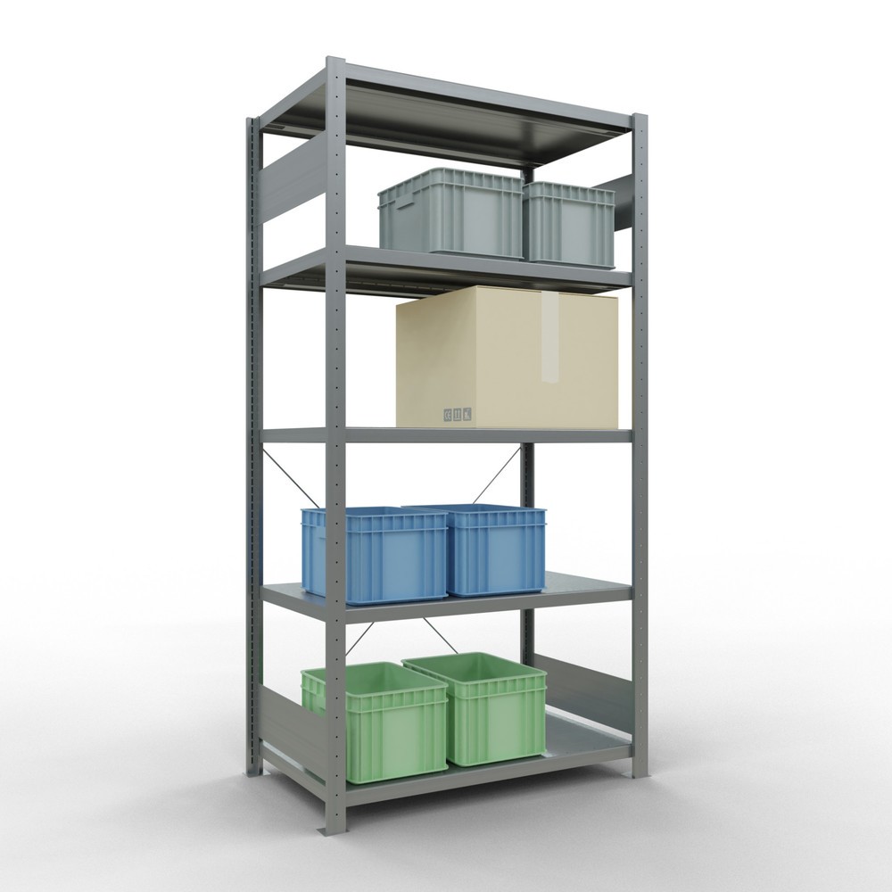 Productafbeelding nr. 3: Legbordstelling SCHULTE, verzinkt, met 5 legborden van plaatstaal, vaklast 330 kg, hxbxd 2.000 x 1.060 x 636 mm