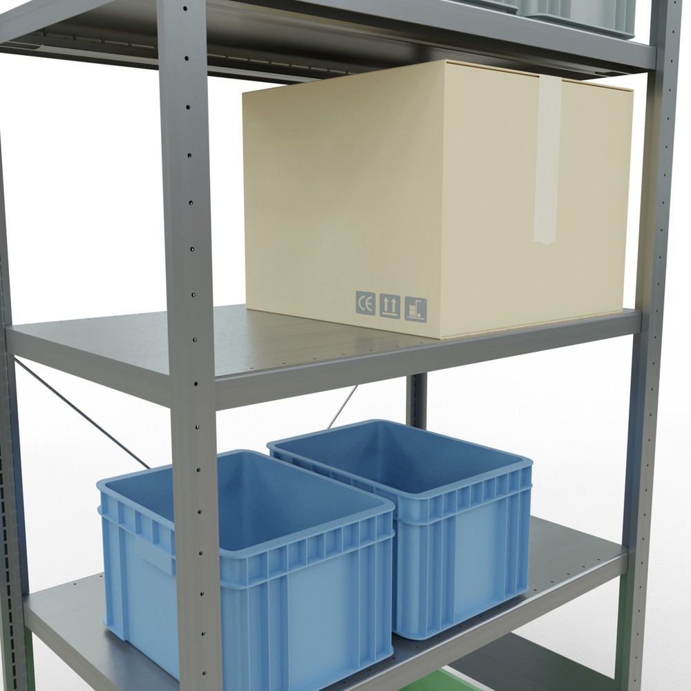Productafbeelding nr. 4: Legbordstelling SCHULTE, verzinkt, met 5 legborden van plaatstaal, vaklast 330 kg, hxbxd 2.000 x 1.060 x 636 mm