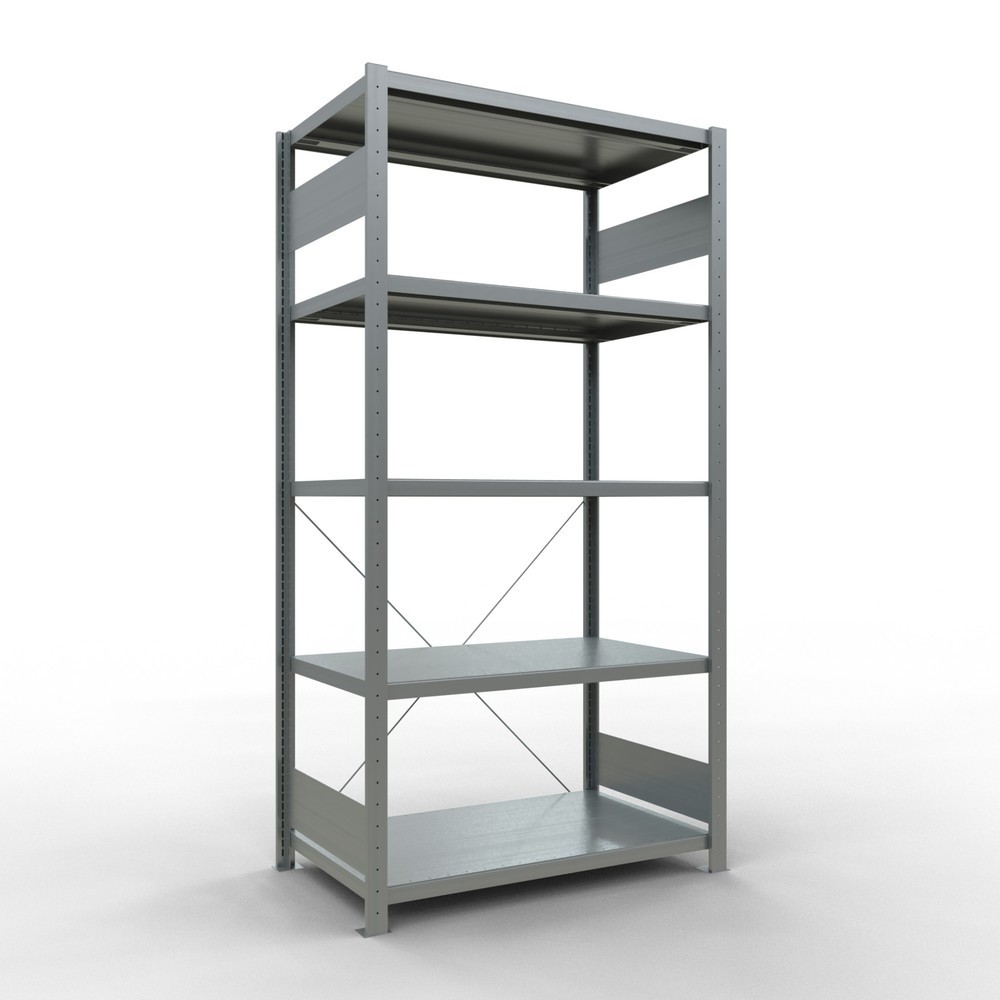 Product afbeelding: Legbordstelling SCHULTE, verzinkt, met 5 legborden van plaatstaal, vaklast 330 kg, hxbxd 2.000 x 1.060 x 636 mm