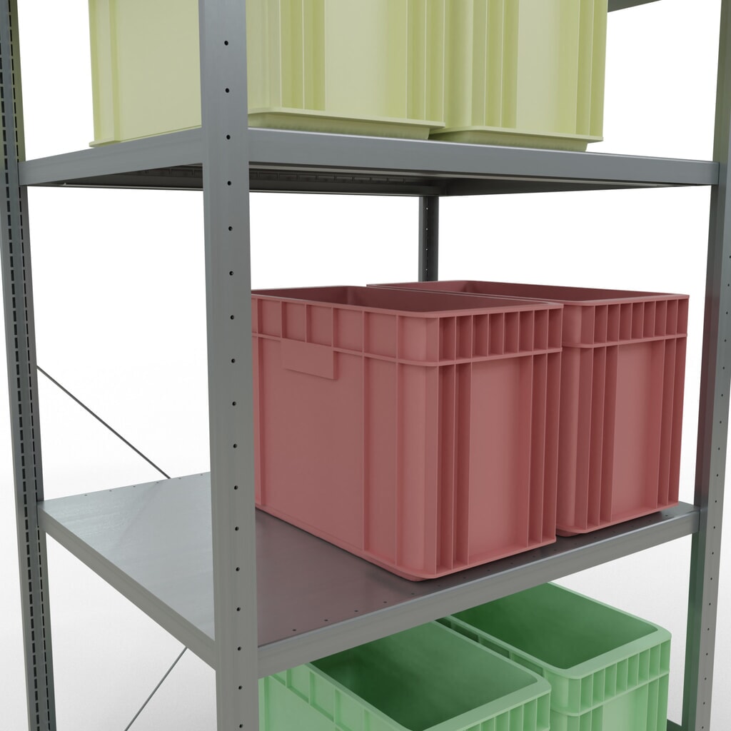 Legbordstelling SCHULTE, verzinkt, met 5 legborden van plaatstaal, vaklast 330 kg, hxbxd 2.000 x 1.060 x 836 mm Productafbeelding nr. 4: Legbordstelling SCHULTE, verzinkt, met 5 legborden van plaatstaal, vaklast 330 kg, hxbxd 2.000 x 1.060 x 836 mm