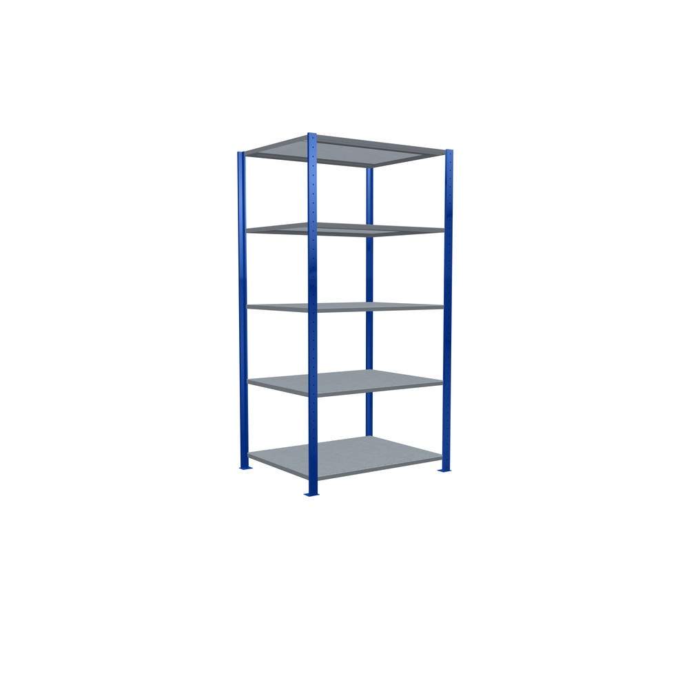 Productafbeelding nr. 2: Legbordstelling SCHULTE, gentiaanblauw / verzinkt, met 5 legborden van plaatstaal, vaklast 330 kg, hxbxd 2.000 x 1.060 x 836 mm