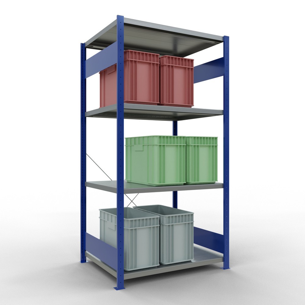 Productafbeelding nr. 3: Legbordstelling SCHULTE, gentiaanblauw / verzinkt, met 5 legborden van plaatstaal, vaklast 330 kg, hxbxd 2.000 x 1.060 x 836 mm