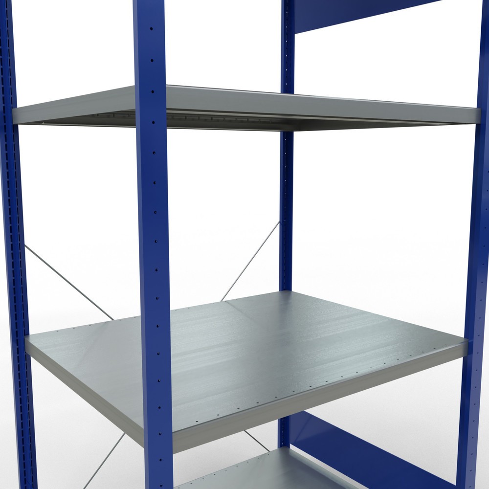 Productafbeelding nr. 5: Legbordstelling SCHULTE, gentiaanblauw / verzinkt, met 5 legborden van plaatstaal, vaklast 330 kg, hxbxd 2.000 x 1.060 x 836 mm