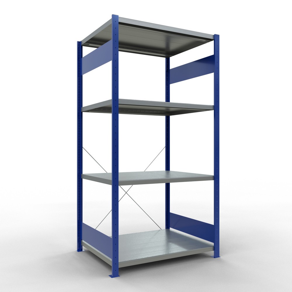Product afbeelding: Legbordstelling SCHULTE, gentiaanblauw / verzinkt, met 5 legborden van plaatstaal, vaklast 330 kg, hxbxd 2.000 x 1.060 x 836 mm