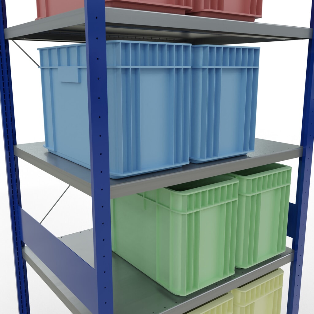 Legbordstelling SCHULTE, gentiaanblauw / verzinkt, vaklast 330 kg, hxbxd 3.000 x 1.060 x 836 mm Productafbeelding nr. 4: Legbordstelling SCHULTE, gentiaanblauw / verzinkt, vaklast 330 kg, hxbxd 3.000 x 1.060 x 836 mm