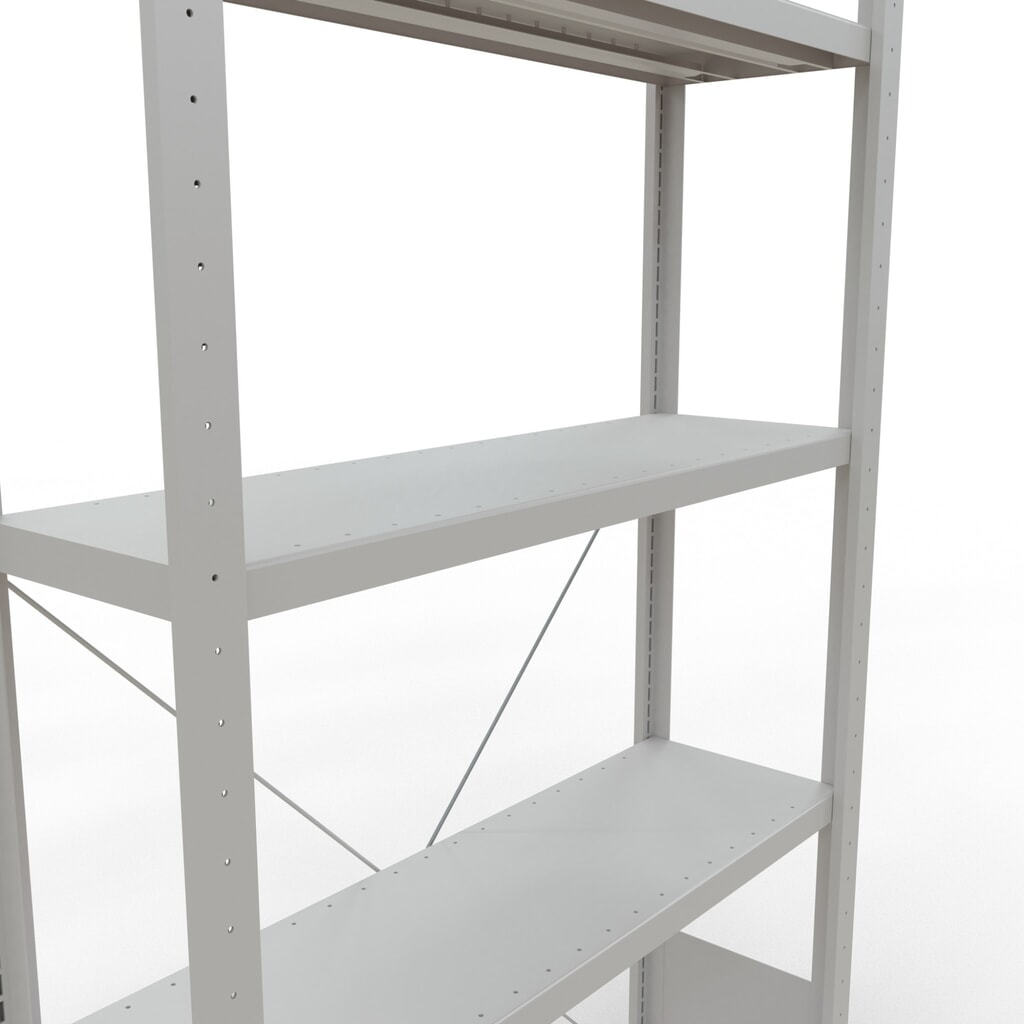 Legbordstelling SCHULTE, lichtgrijs, met 5 legborden van plaatstaal, vaklast 330 kg, hxbxd 2.000 x 1.060 x 336 mm Productafbeelding nr. 5: Legbordstelling SCHULTE, lichtgrijs, met 5 legborden van plaatstaal, vaklast 330 kg, hxbxd 2.000 x 1.060 x 336 mm