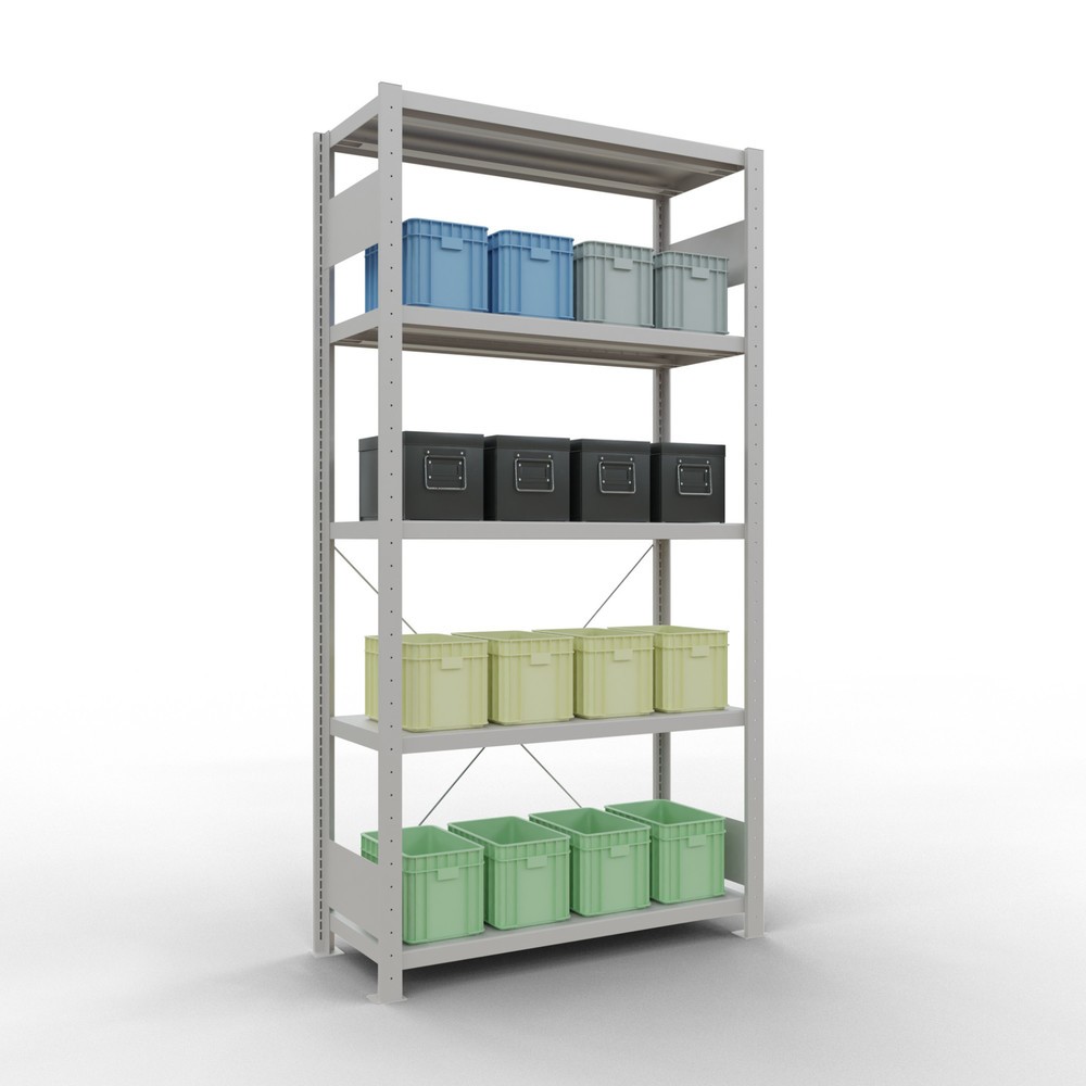 Productafbeelding nr. 3: Legbordstelling SCHULTE, lichtgrijs, met 5 legborden van plaatstaal, vaklast 330 kg, hxbxd 2.000 x 1.060 x 436 mm