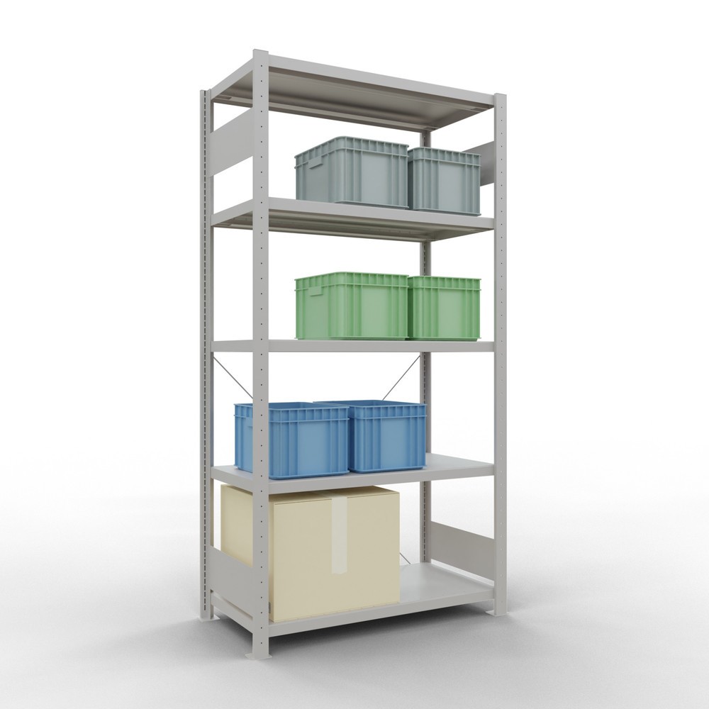 Productafbeelding nr. 3: Legbordstelling SCHULTE, lichtgrijs, met 5 legborden van plaatstaal, vaklast 330 kg, hxbxd 2.000 x 1.060 x 536 mm