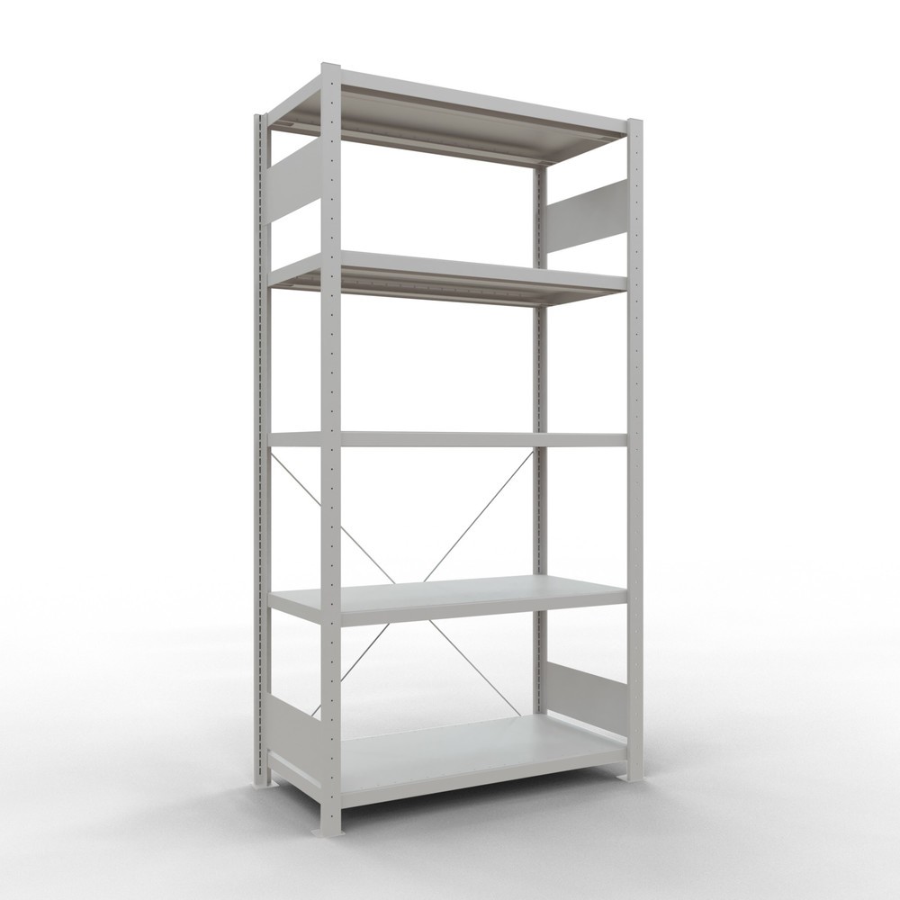 Product afbeelding: Legbordstelling SCHULTE, lichtgrijs, met 5 legborden van plaatstaal, vaklast 330 kg, hxbxd 2.000 x 1.060 x 536 mm