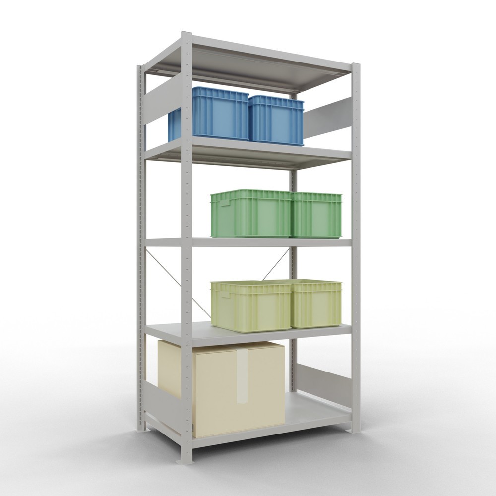 Productafbeelding nr. 3: Legbordstelling SCHULTE, lichtgrijs, met 5 legborden van plaatstaal, vaklast 330 kg, hxbxd 2.000 x 1.060 x 636 mm