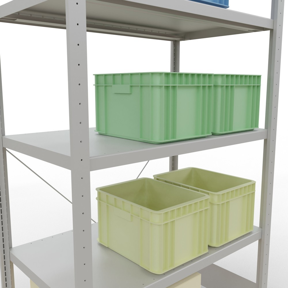 Productafbeelding nr. 4: Legbordstelling SCHULTE, lichtgrijs, met 5 legborden van plaatstaal, vaklast 330 kg, hxbxd 2.000 x 1.060 x 636 mm