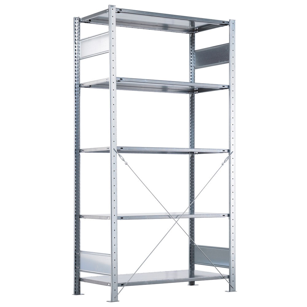 Product afbeelding: Legbordstelling SCHULTE, gentiaanblauw / verzinkt, met 6 legborden van plaatstaal, vaklast 330 kg, hxbxd 2.000 x 1.060 x 536 mm