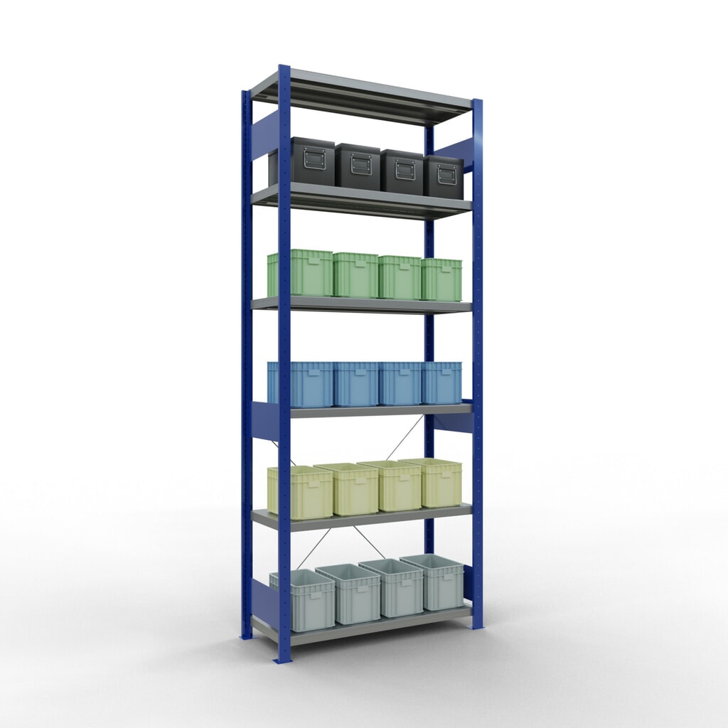 Legbordstelling SCHULTE, gentiaanblauw / verzinkt, vaklast 330 kg, hxbxd 2.500 x 1.060 x 436 mm Productafbeelding nr. 3: Legbordstelling SCHULTE, gentiaanblauw / verzinkt, vaklast 330 kg, hxbxd 2.500 x 1.060 x 436 mm