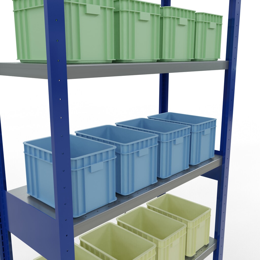 Legbordstelling SCHULTE, gentiaanblauw / verzinkt, vaklast 330 kg, hxbxd 2.500 x 1.060 x 436 mm Productafbeelding nr. 4: Legbordstelling SCHULTE, gentiaanblauw / verzinkt, vaklast 330 kg, hxbxd 2.500 x 1.060 x 436 mm