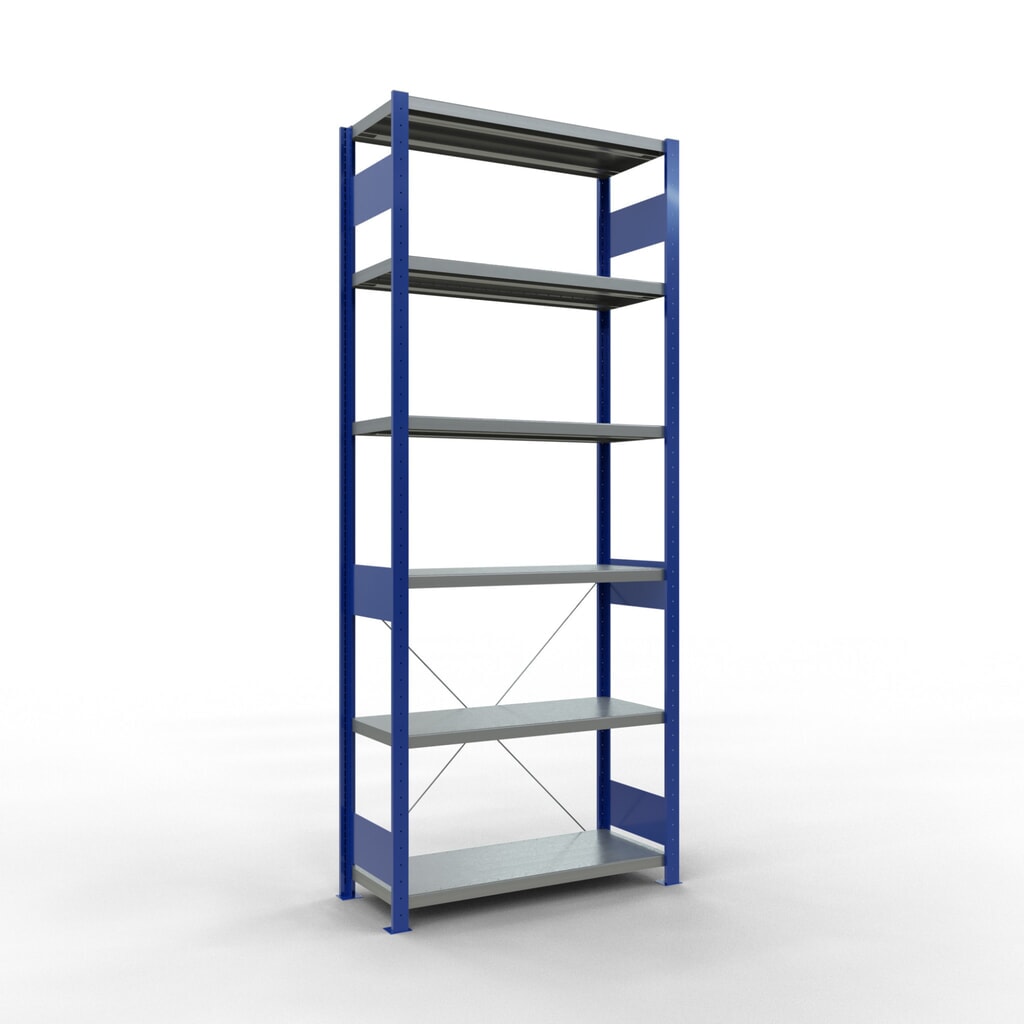 Legbordstelling SCHULTE, gentiaanblauw / verzinkt, vaklast 330 kg, hxbxd 2.500 x 1.060 x 436 mm Product afbeelding: Legbordstelling SCHULTE, gentiaanblauw / verzinkt, vaklast 330 kg, hxbxd 2.500 x 1.060 x 436 mm