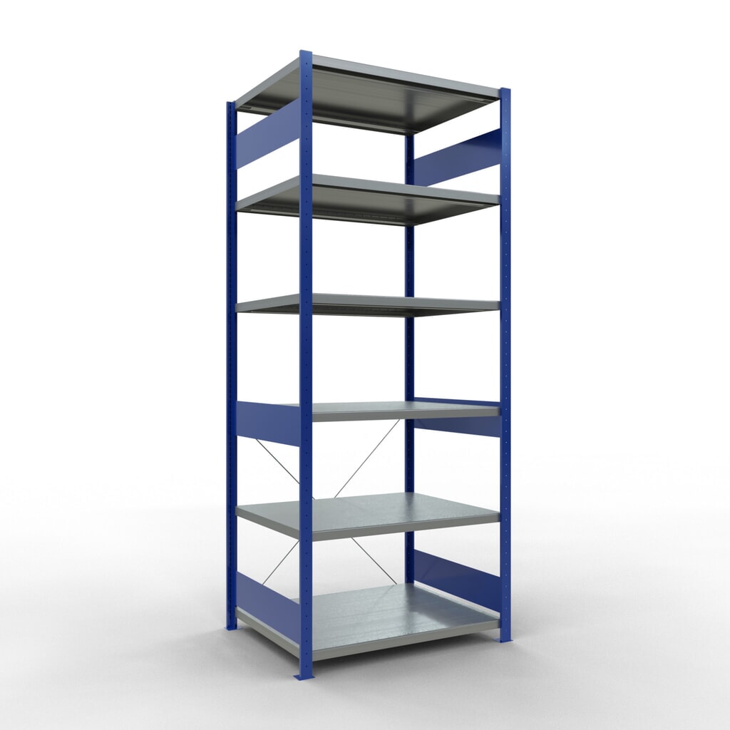 Legbordstelling SCHULTE, gentiaanblauw / verzinkt, vaklast 330 kg, hxbxd 2.500 x 1.060 x 836 mm Product afbeelding: Legbordstelling SCHULTE, gentiaanblauw / verzinkt, vaklast 330 kg, hxbxd 2.500 x 1.060 x 836 mm