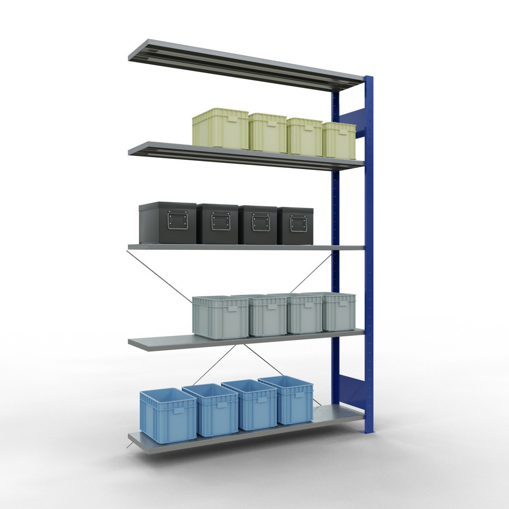 Productafbeelding nr. 3: Legbordstelling SCHULTE inhaaksysteem, aanbouwelement, schapbelasting 150 kg, gentiaanblauw/verzinkt, h x b x d 2.000 x 1.300 x 300 mm