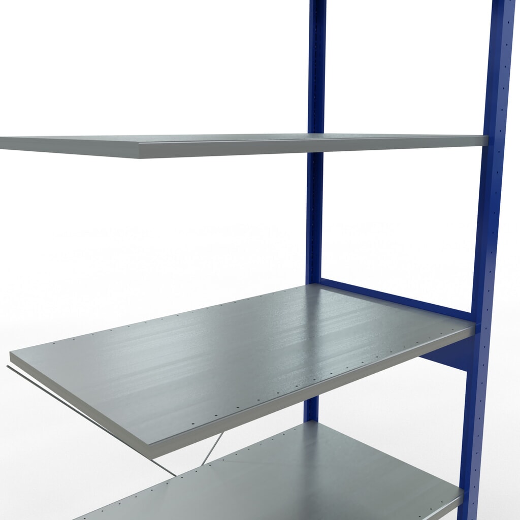 Legbordstelling SCHULTE steeksysteem, AE, VL 150 kg, gentiaanblauw / verzinkt, hxbxd 2.500 x 1.000 x 600 mm Productafbeelding nr. 2: Legbordstelling SCHULTE steeksysteem, AE, VL 150 kg, gentiaanblauw / verzinkt, hxbxd 2.500 x 1.000 x 600 mm