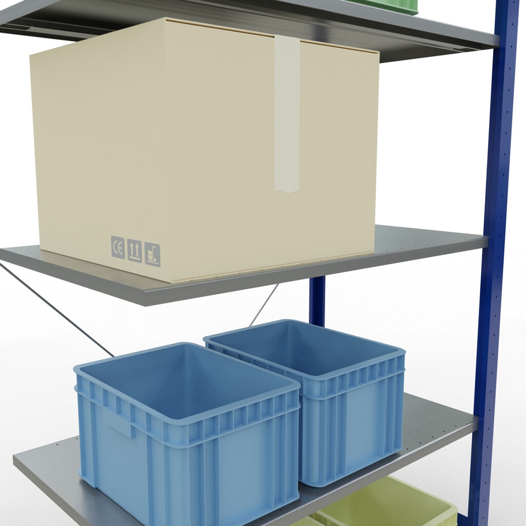 Productafbeelding nr. 3: Legbordstelling SCHULTE steeksysteem, AE, VL 150 kg, gentiaanblauw / verzinkt, hxbxd 2.000 x 1.000 x 600 mm