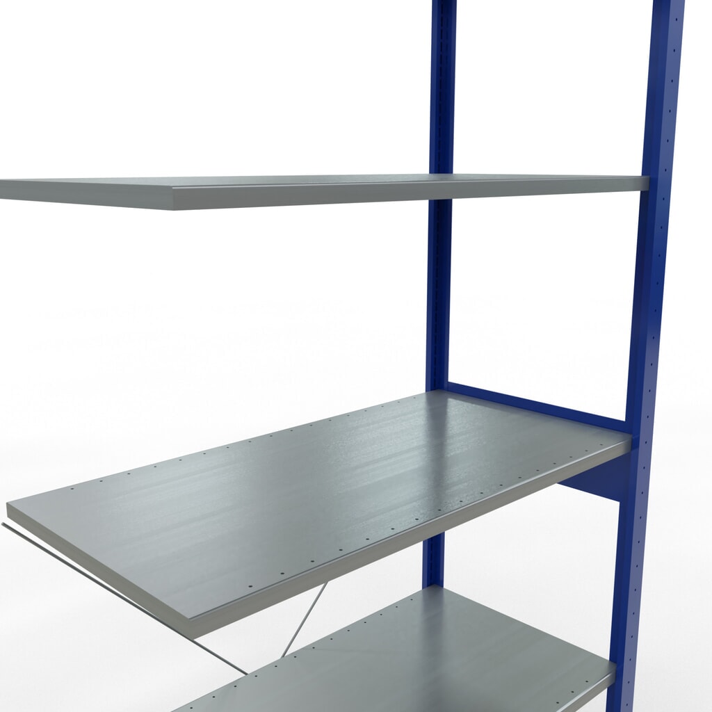 Legbordstelling SCHULTE steeksysteem, AE, VL 150 kg, gentiaanblauw / verzinkt, hxbxd 2.500 x 1.000 x 500 mm Productafbeelding nr. 2: Legbordstelling SCHULTE steeksysteem, AE, VL 150 kg, gentiaanblauw / verzinkt, hxbxd 2.500 x 1.000 x 500 mm