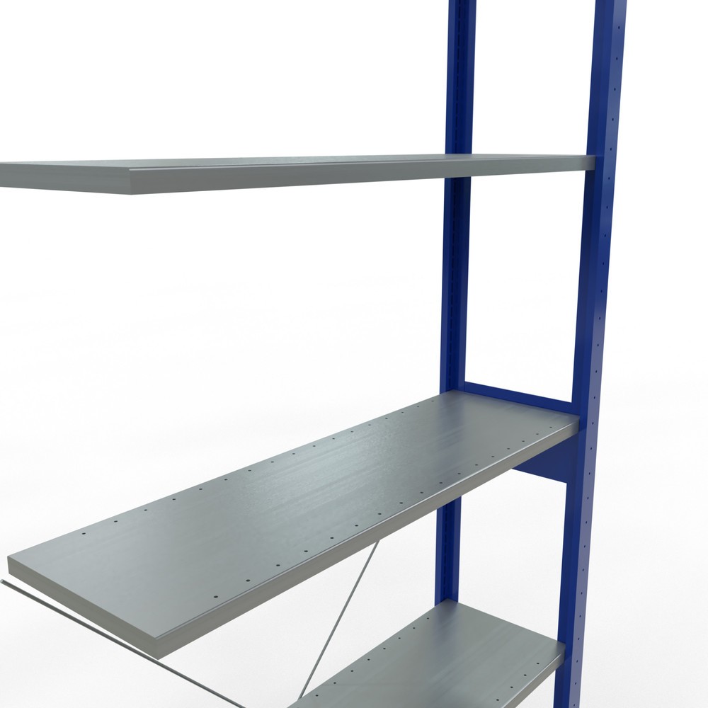 Productafbeelding nr. 2: Legbordstelling SCHULTE inhaaksysteem, aanbouwelement, schapbelasting 150 kg, gentiaanblauw/verzinkt, h x b x d 2.500 x 1.000 x 300 mm