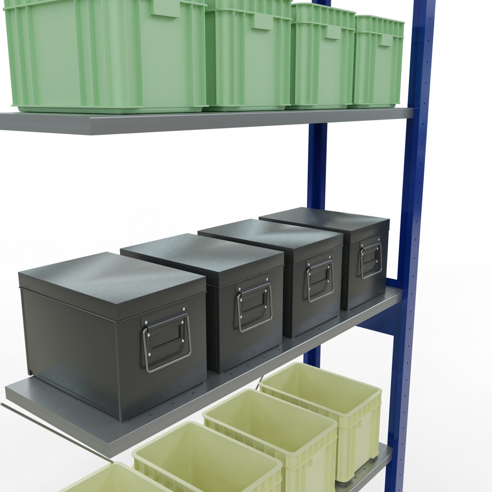 Productafbeelding nr. 3: Legbordstelling SCHULTE inhaaksysteem, aanbouwelement, schapbelasting 150 kg, gentiaanblauw/verzinkt, h x b x d 2.500 x 1.000 x 300 mm