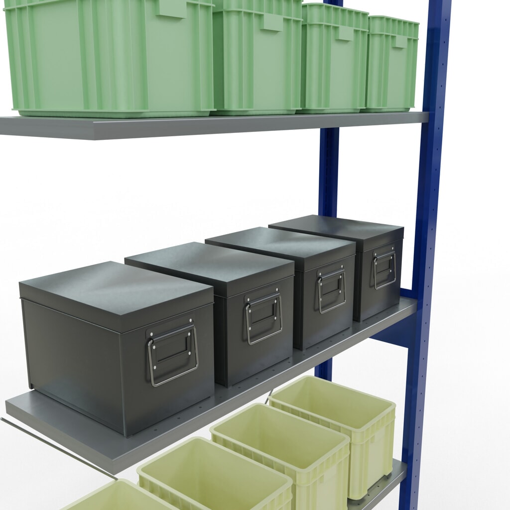Legbordstelling SCHULTE inhaaksysteem, aanbouwelement, schapbelasting 150 kg, gentiaanblauw/verzinkt, h x b x d 2.500 x 1.000 x 300 mm Productafbeelding nr. 3: Legbordstelling SCHULTE inhaaksysteem, aanbouwelement, schapbelasting 150 kg, gentiaanblauw/verzinkt, h x b x d 2.500 x 1.000 x 300 mm