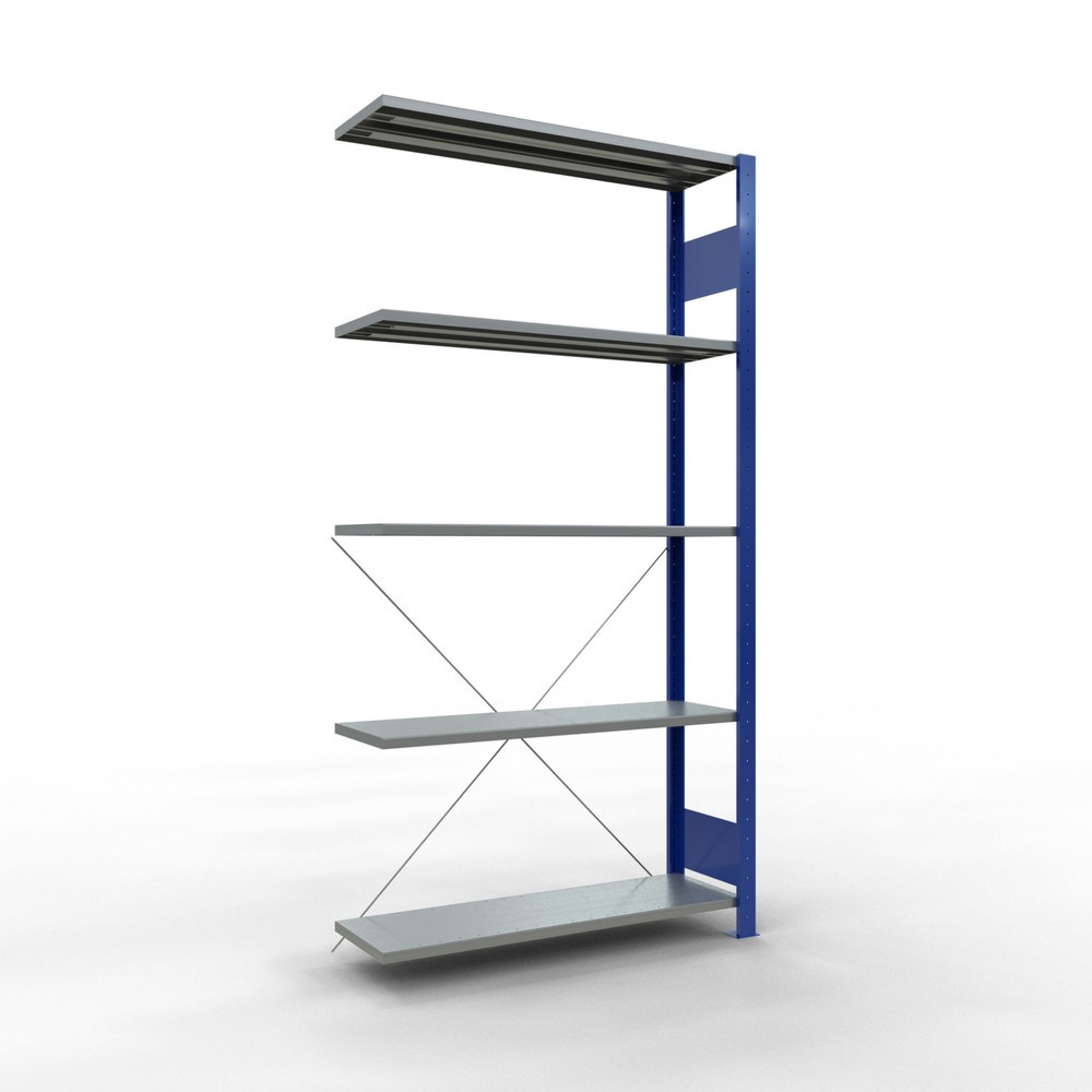 Product afbeelding: Legbordstelling SCHULTE steeksysteem, AE, VL 150 kg, gentiaanblauw / verzinkt, hxbxd 2.000 x 1.000 x 300 mm