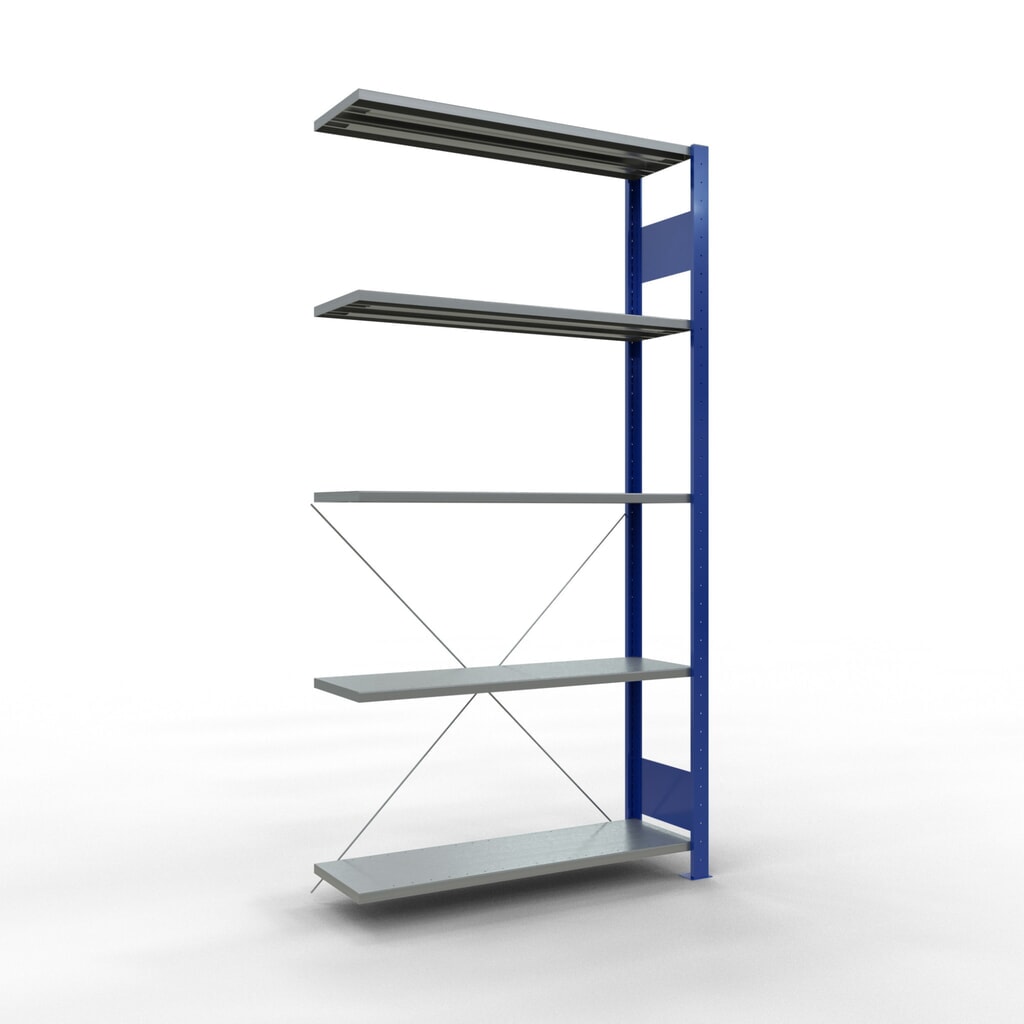 Legbordstelling SCHULTE steeksysteem, AE, VL 150 kg, gentiaanblauw / verzinkt, hxbxd 2.000 x 1.000 x 300 mm Product afbeelding: Legbordstelling SCHULTE steeksysteem, AE, VL 150 kg, gentiaanblauw / verzinkt, hxbxd 2.000 x 1.000 x 300 mm
