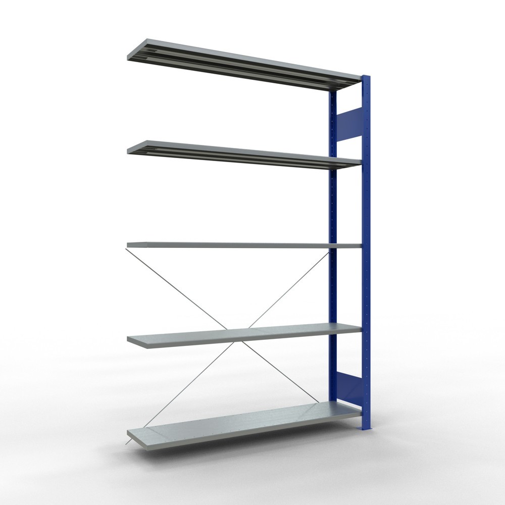 Product afbeelding: Legbordstelling SCHULTE inhaaksysteem, aanbouwelement, schapbelasting 150 kg, gentiaanblauw/verzinkt, h x b x d 2.000 x 1.300 x 300 mm
