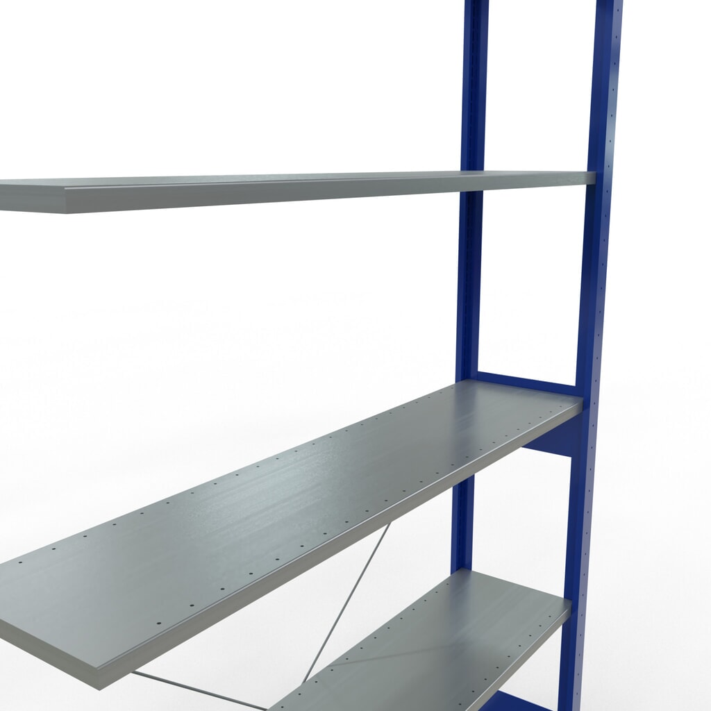 Productafbeelding nr. 5: Legbordstelling SCHULTE inhaaksysteem, aanbouwelement, schapbelasting 150 kg, gentiaanblauw/verzinkt, h x b x d 2.500 x 1.300 x 300 mm