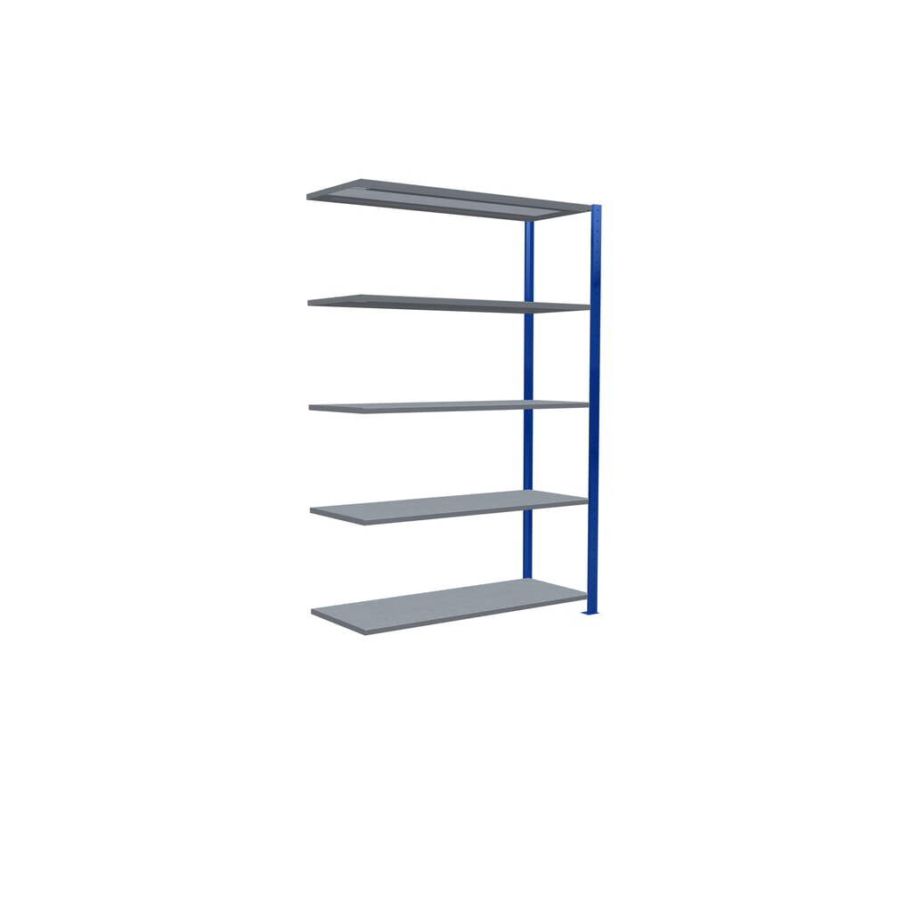 Legbordstelling SCHULTE inhaaksysteem, aanbouwelement, schapbelasting 150 kg, gentiaanblauw/verzinkt, h x b x d 2.000 x 1.300 x 500 mm Productafbeelding nr. 2: Legbordstelling SCHULTE inhaaksysteem, aanbouwelement, schapbelasting 150 kg, gentiaanblauw/verzinkt, h x b x d 2.000 x 1.300 x 500 mm