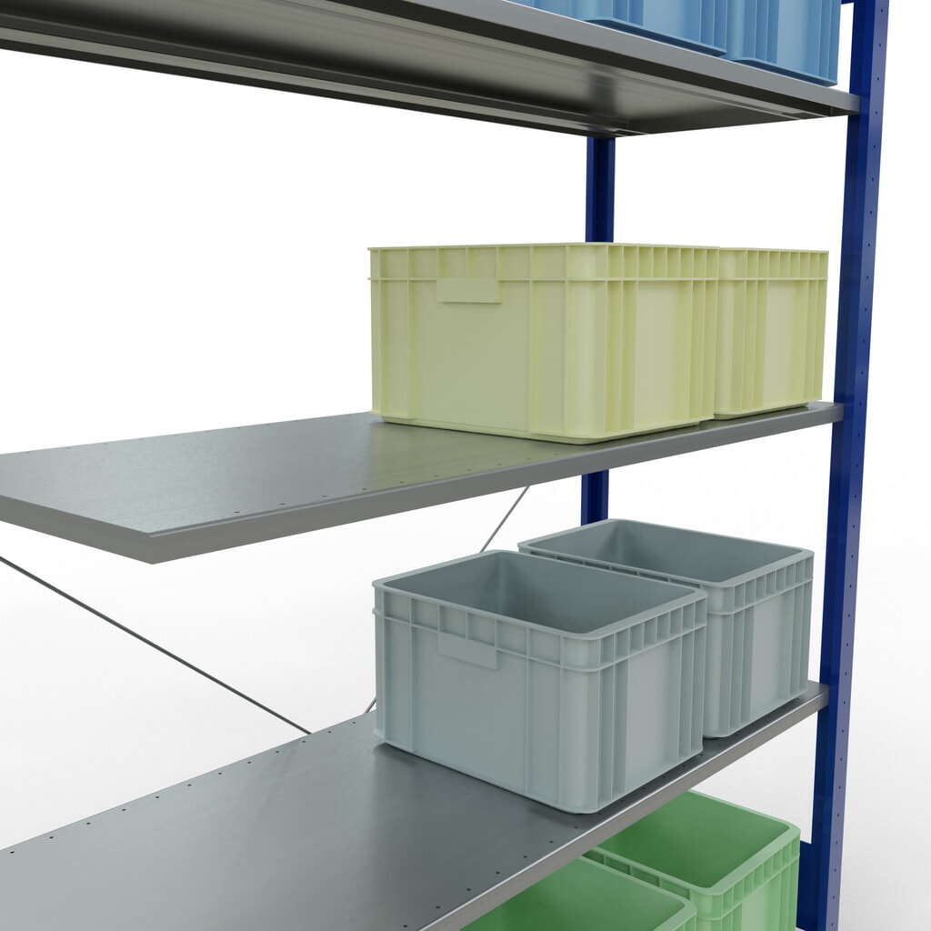Legbordstelling SCHULTE inhaaksysteem, aanbouwelement, schapbelasting 150 kg, gentiaanblauw/verzinkt, h x b x d 2.000 x 1.300 x 500 mm Productafbeelding nr. 4: Legbordstelling SCHULTE inhaaksysteem, aanbouwelement, schapbelasting 150 kg, gentiaanblauw/verzinkt, h x b x d 2.000 x 1.300 x 500 mm