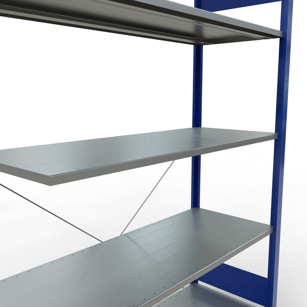 Legbordstelling SCHULTE inhaaksysteem, aanbouwelement, schapbelasting 150 kg, gentiaanblauw/verzinkt, h x b x d 2.000 x 1.300 x 500 mm Productafbeelding nr. 5: Legbordstelling SCHULTE inhaaksysteem, aanbouwelement, schapbelasting 150 kg, gentiaanblauw/verzinkt, h x b x d 2.000 x 1.300 x 500 mm
