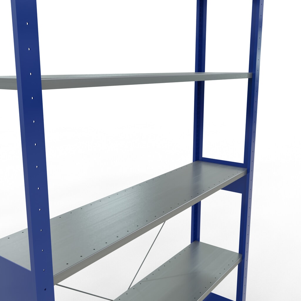 Legbordstelling SCHULTE, gentiaanblauw / verzinkt, vaklast 150 kg, hxbxd 2.500 x 1.360 x 336 mm Productafbeelding nr. 2: Legbordstelling SCHULTE, gentiaanblauw / verzinkt, vaklast 150 kg, hxbxd 2.500 x 1.360 x 336 mm